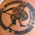 colorato gladiatore in cornice nera tatuaggio