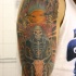 colorato triste mietitore con scheletro corridore tatuaggio sulla spalla