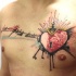 cuore seratura con chiavi  spazzatura polka tatuaggio sul petto