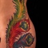colorato piume di pavone tatuaggio su costolette