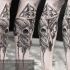 Tatuagem de estilo linework legal de crânio animal com figura geométrica