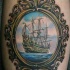 Tatuaggio in forma del quadro la nave