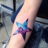 Cute star shaped big forearm tattoo stylized with space