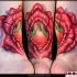 Detailed looking colored ankle tattoo of mystical flower