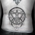 Estilo de punto, gran parte posterior del tatuaje de extraño hombre de Vitruvio