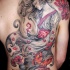 elegante geisha grigio rosso tatuaggio sulla sulla schiena