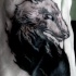 Engraving style black and white demon wolf tattoo
