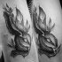 Tatuaggio del mistico coniglio con inchiostro nero stile fantasy di Inez Janiak
