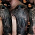 Fantasy style colored shoulder tattoo of big angel warrior