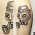 Funny fairy tale gentleman cat smoking pipe detailed colored tattoo