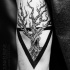 Tatuaje en el brazo,
árbol en el triángulo