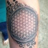 inchiostro grigio fiori di vita ornamento tatuaggio su braccio