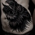 Tatuaje en el estómago,  lobo demoniaco negro