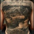 Tatuaggio su tutta la schiena il naufragio & il teschio