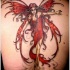 Tatuaje de hada roja alta   en la espalda