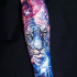 Great Space and Tiger tattoo on forearm