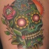Tatuaje de calavera de azúcar verde