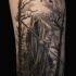 Grim reaper in shroud tattoo on shoulder by howl