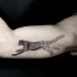 Mezza metà geometrica tatuaggio bicipite realistico del leopardo creativo