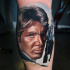 Han Solo from Star Wars tattoo on leg