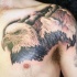 testa di aquila panoramica tatuaggio sulla spalla