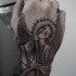 Homemade style black ink hand tattoo of angel picture