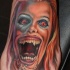 orribile colorato donna vampiro tatuaggio su piede