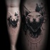 Horror como tatuagem de perna estilo ponto do malvado gato do Egito