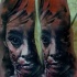Horror style creepy looking tattoo of zombie woman