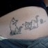 Estilo ilustrativo colorido tatuagem de gatos no lado