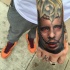 Illustrative style colored hand tattoo of mystic man portrait