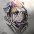 Illustrative style colored scapular tattoo of beautiful dog