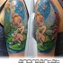 Illustrative style colored shoulder tattoo of beautiful Tinkerbell