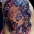 Illustrative style colored side tattoo of Mexican traditional woman portrait