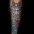 Illustrative style colored tattoo of Egypt God Anubis