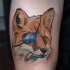 Illustrative style colored tattoo of smoking fox pirate