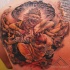 Illustrative style creepy Hinduism god tattoo on back