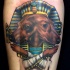 Impressive looking colored tattoo of Egypt like dog portrait