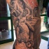 Incredible black and white ancient Greece times tattoo on side