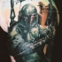 Tatuaje en el brazo,
Boba Fett  estupendo volumétrico muy realista