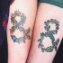 Tatuajes en el antebrazo, infinitos florales para pareja