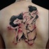 Japanese style colored back tattoo of various woman