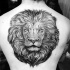 Estilo de punto grande tinta negra tatuaje de cabeza de león