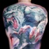 Large incredible looking whole back tattoo of colored bloody Werewolf
