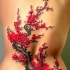 Tatuaje en la espalda, árbol en flores pequeñas hermosas