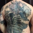 Large very detailed whole back tattoo of big medieval knight armor