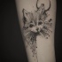 Linienwerk  Stil niedlich aussehendes Unterarm Tattoo von der Katze mit Mond