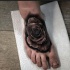 piccolo nero e bianco 3D rosa tatuaggio su piede