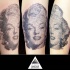 Marilyn Monroe portrait tattoo in stippling style