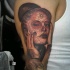 Mexican traditional colored very detailed shoulder tattoo of woman portrait